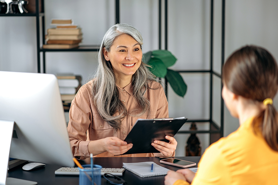 Woman getting hired