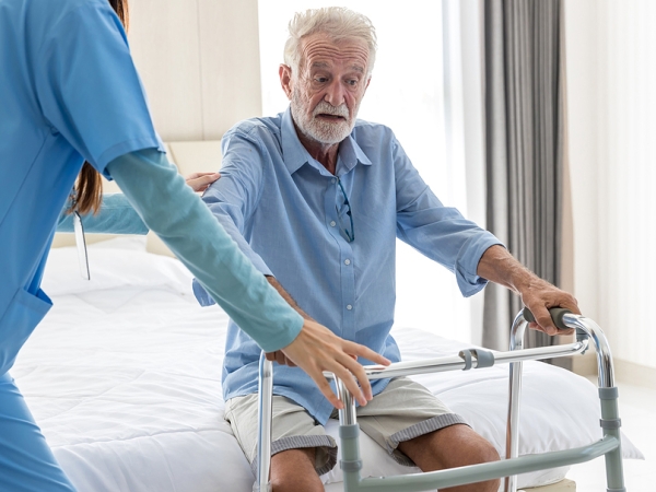 Elderly gentleman receiving care